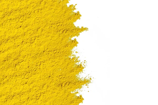 摘要黄色干粉涂料的背景 复制右边带有白色背景的空间 — 图库照片