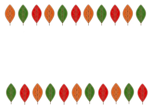 Quadro Texto Folhas Outono Multicoloridas Com Uma Cópia Espaço Modelo — Fotografia de Stock