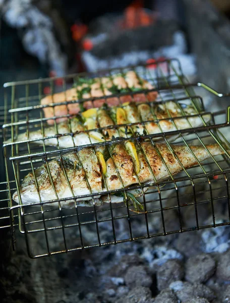 Sea Bream Prepared Grill Lemon Rosemary — Stock Photo, Image