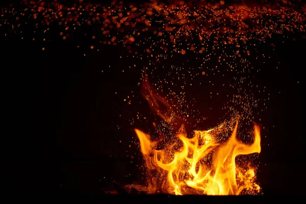 Fire Flames Sparks Black Background Stock Image