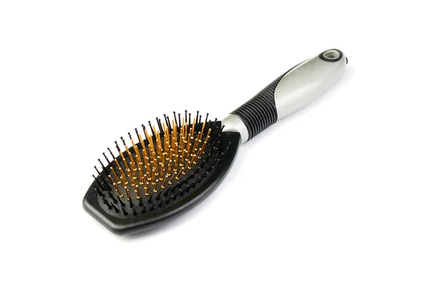 Nova escova de cabelo moderna isolada no fundo branco — Fotografia de Stock