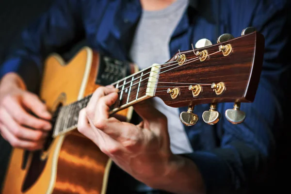 stock image Rock guitarist practicing in sound studio.