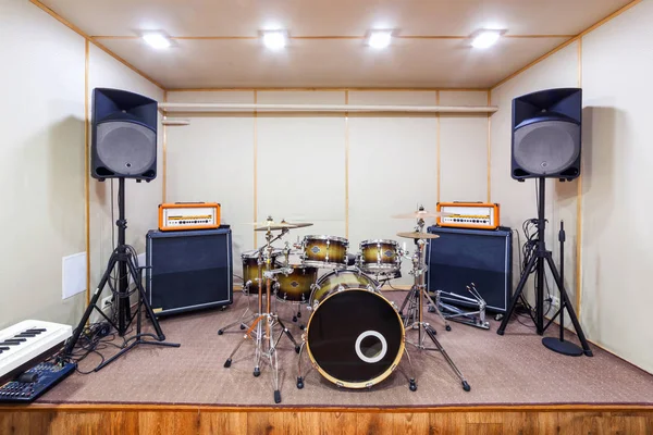 Music Rehearsal Space Drum Kit Musical Equipment — Stock Photo, Image