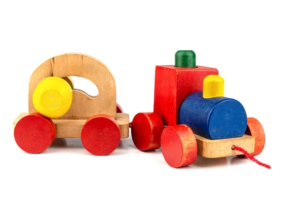 Colourfull 木制玩具车白色背景 — 图库照片