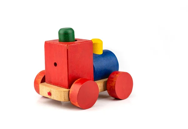 Colourfull 木制玩具车白色背景 — 图库照片