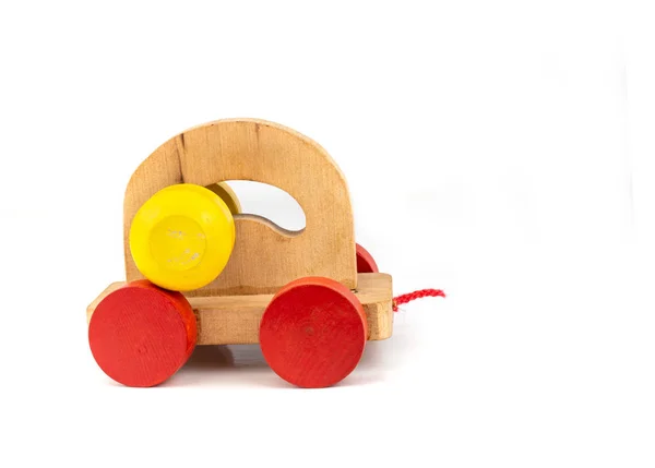 Colourfull Wooden Toy Car White Background — Stock Photo, Image