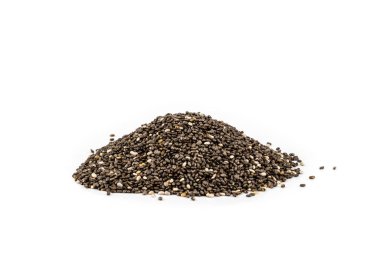 Beyaz arka plan üzerinde izole sağlıklı Chia tohum.