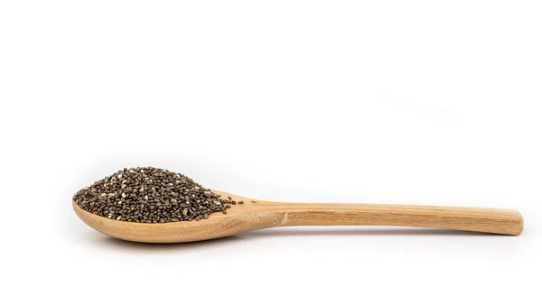 Healthy Chia Seeds Wooden Spoon Isolated White — Stock Photo, Image