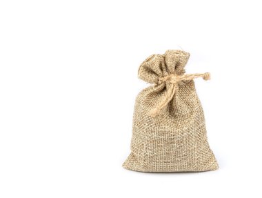 Beyaz arka plan üzerinde izole çuvala hediye.