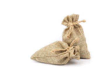 Beyaz arka plan üzerinde izole çuvala hediye.