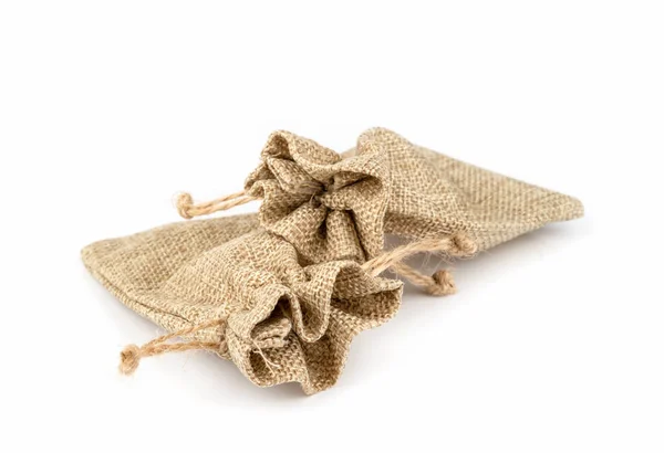 Burlap Gift Sack Isolated White Background — Stock Photo, Image