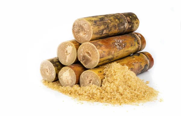 Şeker kamışı beyaz arka plan üzerinde izole parçası.