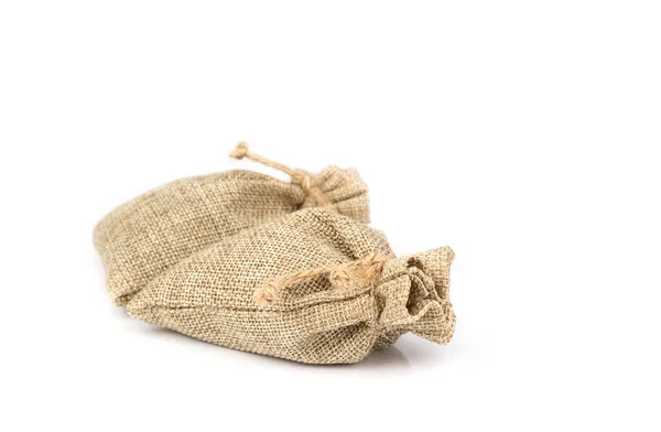 Sac Cadeau Toile Jute Isolé Sur Fond Blanc — Photo