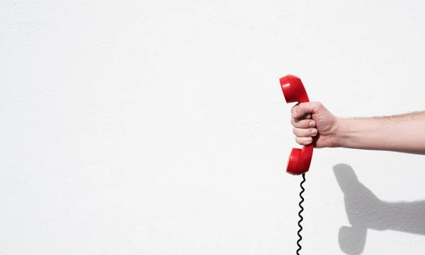 Fotografía Receptor Teléfono Fijo Con Espacio Copia Para Texto Individual — Foto de Stock