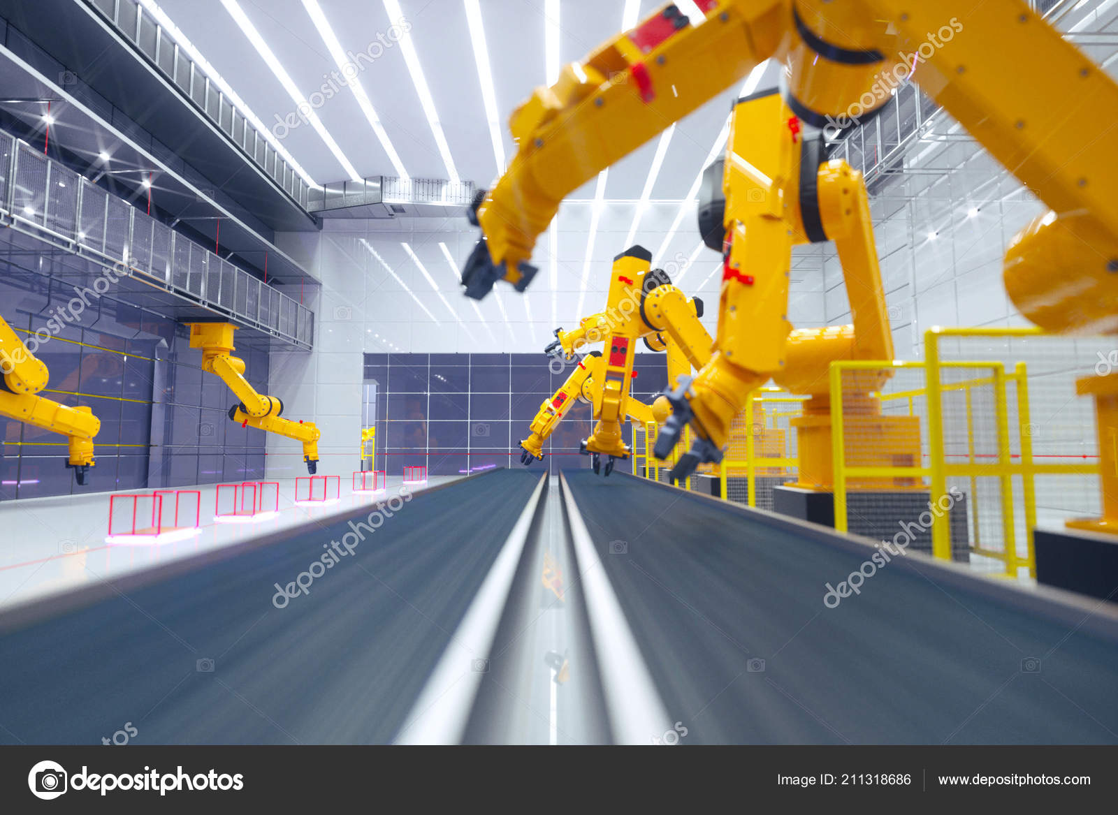 Smart Factory Modern Automated Production Plant Robot Arms Industry Stock Photo by ©aa-w 211318686