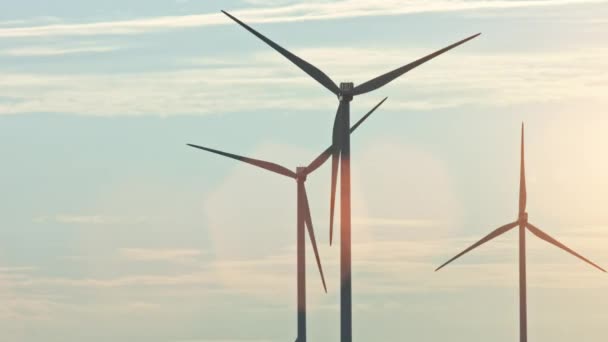 Les Éoliennes Les Champs Agricoles Jour Été Production Énergie Avec — Video