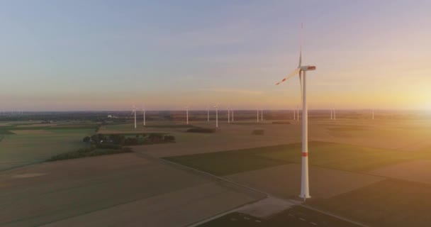 Luchtfoto Ultra Birds Eye Zicht Productie Van Energie Windenergie Turbine — Stockvideo