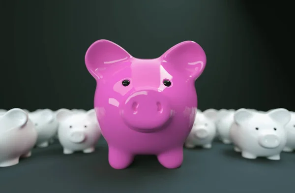小猪银行存钱投资 — 图库照片