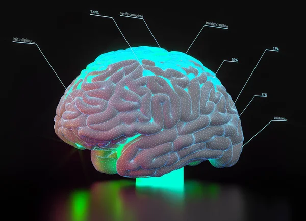 Имитация Мозга Искусственного Интеллекта Концепция Глубокого Изучения Рендеринг — стоковое фото