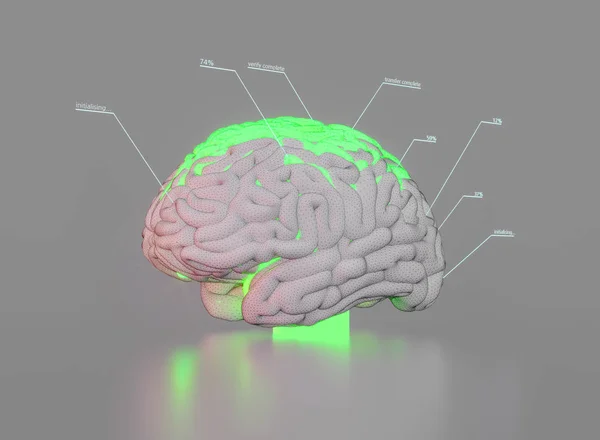 Artificial Intelligence Brain Simulation Deep Learning Concept Rendering — Stock Photo, Image