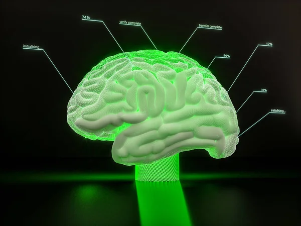 Simulación Cerebral Inteligencia Artificial Concepto Aprendizaje Profundo Renderizado — Foto de Stock