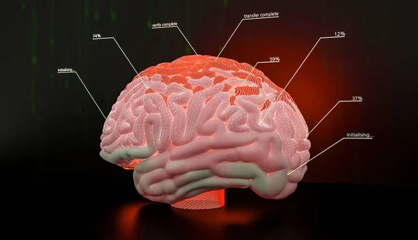 Simulación Cerebral Inteligencia Artificial Concepto Aprendizaje Profundo Renderizado —  Fotos de Stock