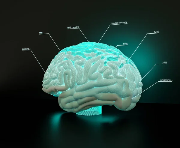 Simulación Cerebral Inteligencia Artificial Concepto Aprendizaje Profundo Renderizado —  Fotos de Stock