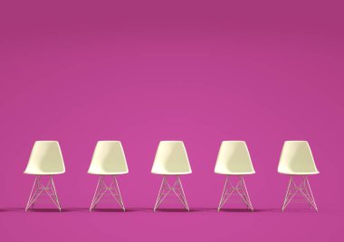 Satır bir garip bir out modern tasarım koltukları. İş fırsatı. İş liderlik. İşe Alım kavramı. 3D render