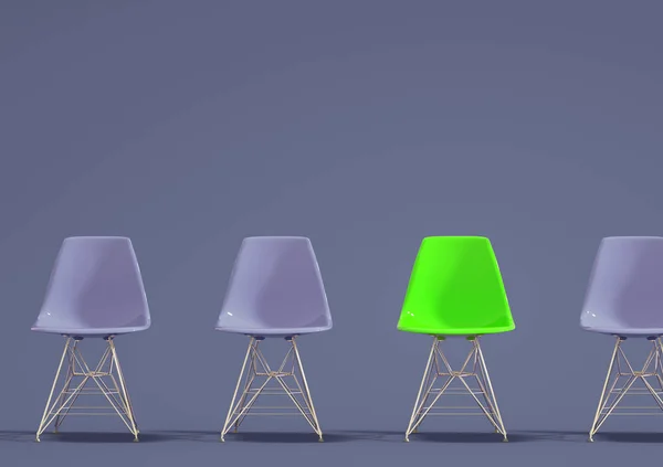Row Modern Design Chairs One Odd One Out Job Opportunity — Stock Photo, Image