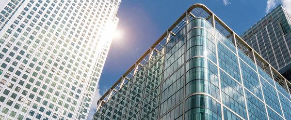 Modern office buildings skyscrapers in London city