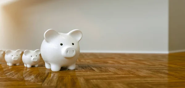 Piggy Bank Cor Como Líder Linha Para Direção Certa Riqueza — Fotografia de Stock