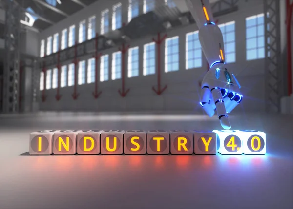 Киборг Робот Рука Показывает Промышленность Знак Концепция Рендеринг — стоковое фото