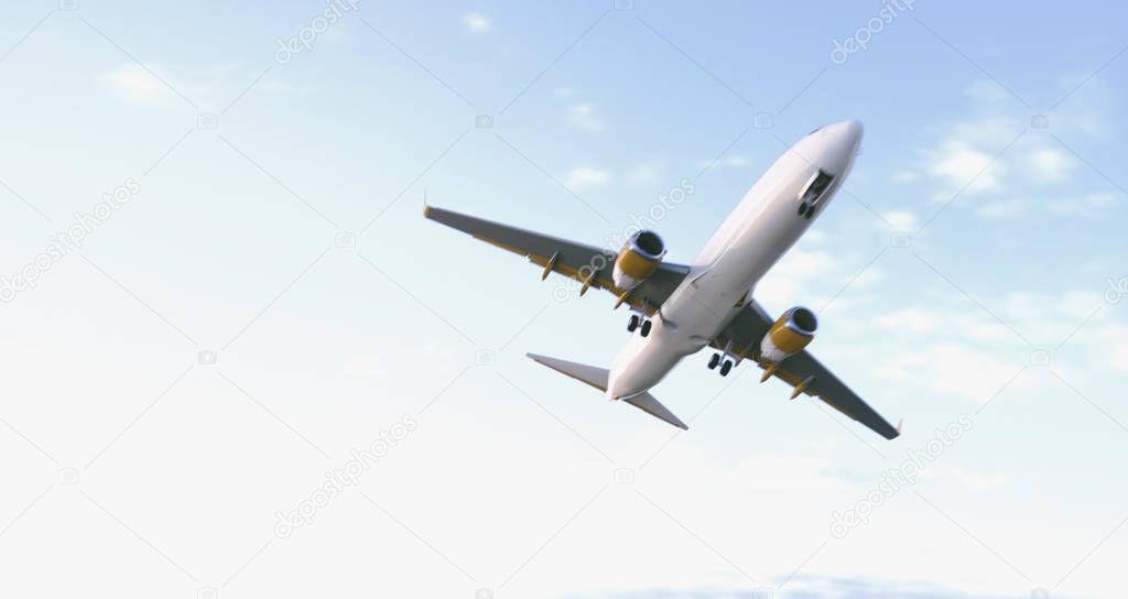 Commercial Airplane close fly by