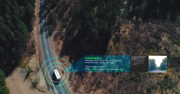 Ελικόπτερο Ελικόπτερα Που Οδηγούν Έναν Αυτοκινητόδρομο Του Δάσους Πληροφορίες Για — Αρχείο Βίντεο