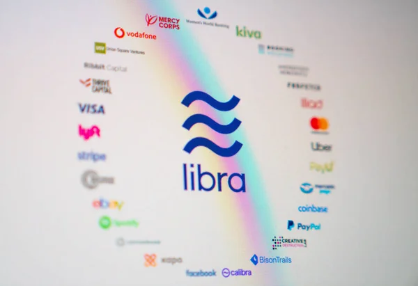 Libra and 27 membership organizations logos printed on computer — Stock Photo, Image