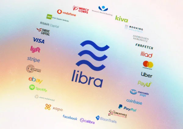 Libra and 27 membership organizations logos printed on computer — Stock Photo, Image