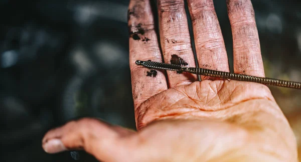 Auto monteur werkt in de garage. Reparatie. — Stockfoto