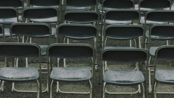 Rows Empty Seats Stadium Rainy Day — Stock Video