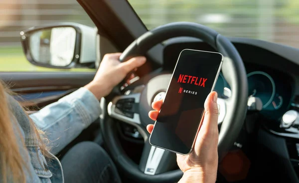 AACHEN, GERMANY - 31. August 2019 : Netflix app on Apple iPhone — Stock Photo, Image