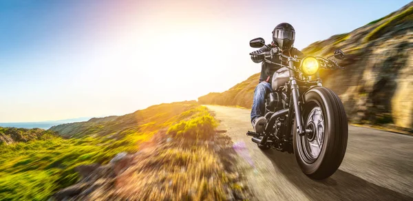 Motorbike on the coastal road riding — Stock Photo, Image