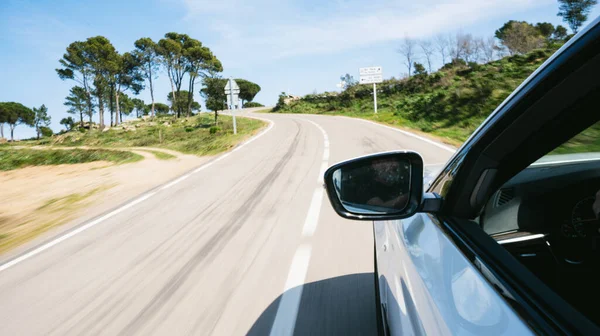 Alquiler Coches España Montaña Paisaje Carretera Atardecer — Foto de Stock