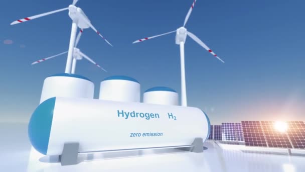 Produção Energia Renovável Hidrogénio Gás Hidrogénio Para Instalações Energia Limpa — Vídeo de Stock