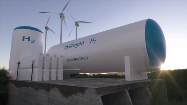 Produktion Förnybar Energi Vätgas För Ren Sol Och Vindkraftverk Konvertering — Stockvideo