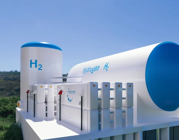 Producción Energía Renovable Hidrógeno Gas Hidrógeno Para Instalaciones Solares Eólicas —  Fotos de Stock