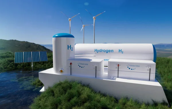 Παραγωγή Ενέργειας Από Ανανεώσιμες Πηγές Υδρογόνου Αέριο Υδρογόνου Για Καθαρή — Φωτογραφία Αρχείου