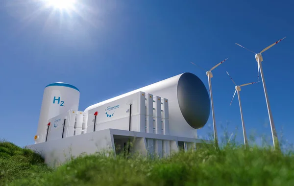Produção Energia Renovável Hidrogénio Gás Hidrogénio Para Instalações Energia Limpa — Fotografia de Stock