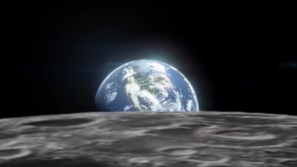 Hidas Lento Zoom Kuun Yli Kirkas Aurinkoinen Maa Maapallo Sinecmatic — kuvapankkivideo