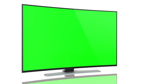 UltraHD Smart Tv with Curved green screen on white — Stock Photo, Image