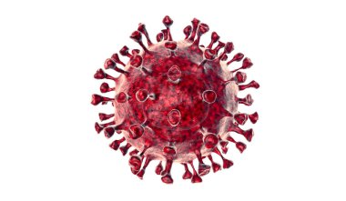 Coronavirus COVID-19 mikroskobik virüs Corona virüsü 3D illüstrasyon. Beyaz arkaplanda 3 boyutlu virüs oluşturma.
