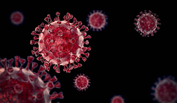 Coronavirus Covid Μικροσκοπικό Στεφανιαίας Νόσου Εικονογράφηση Απόδοση Του Ιού Μαύρο — Φωτογραφία Αρχείου